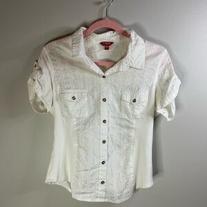 Guess White Short Sleeve Button Down Shirt